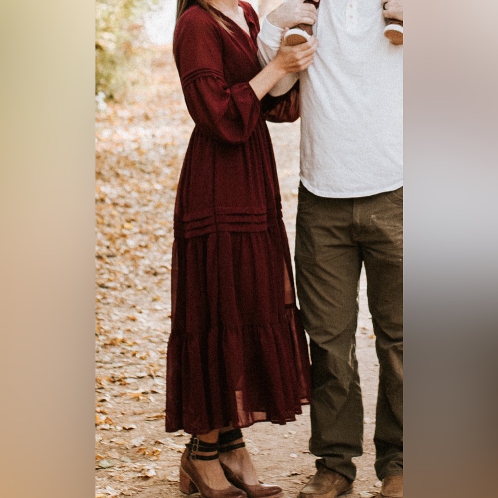 Maroon long flowy dress